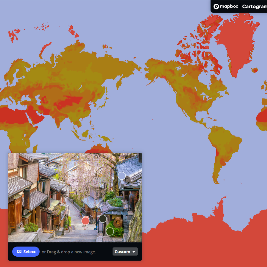I looked up images of Kyoto online and applied the colors from those pictures to the map.